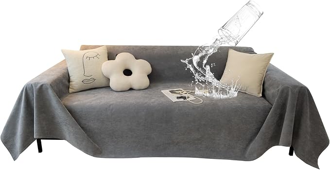 MINGPINHUIUS Sofa Cover Sectional Couch Covers: Chenille Ultra Soft Sofa Slipcover Anti-Slip Waterproof Breathable Loveseat Futon Cover for Pets, Kids (Dark Gray, 71 × 118in) - Image 7