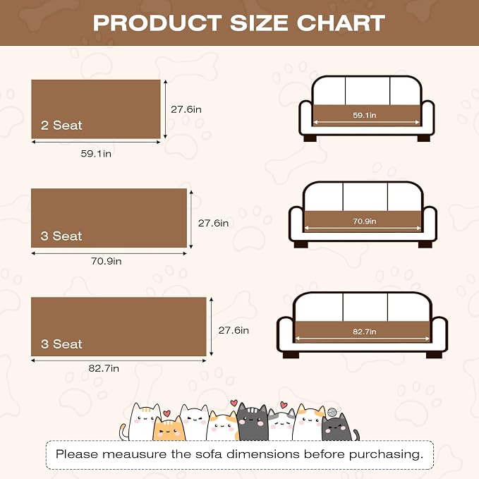 Fuzzy Couch Cover for Dog, Modern White Brown Checkered Couch Cushion Cover | Non Slip Couch Cover for 3 Cushion Couch Sofa Pet Friendly, Washable Sofa Cover Durable Anti-pilling Furniture Protector - Image 2