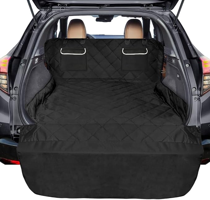 F-color SUV Cargo Liner for Dogs - Heavy Duty Cargo Cover for Mid-Size SUVs | Water Resistant, Bumper Flap, Non-Slip Mat, Car Trunk Dog Car Seat Cover Prevents Scratches Pet Hair Mud Dirt for Sedans Vans by F-color