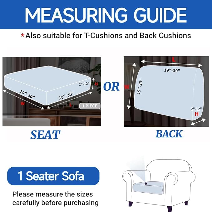 YEMYHOM Stretch Individual Cushion Covers Sofa Chair Seat Cushion Slipcovers Soft Couch Cover Replacement Large Checkered Furniture Protector with Elastic Bottom (1 Pc Cushion Cover, Army Green) - Image 2