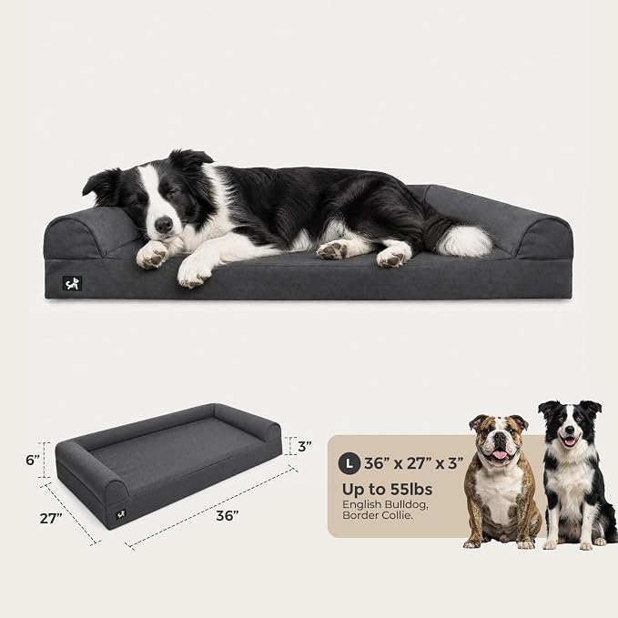 Sytopia 36in Dog Beds for Large Sized Dogs,L Orthopedic Pet Bed with Removable Washable Cover, Waterproof Egg Crate Foam, Non-Slip Bottom, Supports up to 100+ lbs for Old Pet, Dark Gray - Image 7