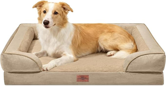 Comfort Expression Orthopedic Dog Beds for Large Sized Dog with Bolster | Waterproof Dog Couch Bed with Washable Cover & Non-Slip Bottom, Supportive Egg Crate Foam Large Pet Bed, 35x22 Inch by ComfortExpression