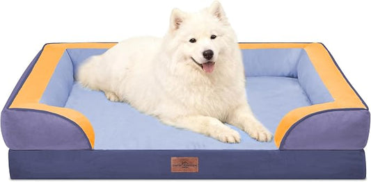 Comfort Expression Orthopedic Dog Beds for Large Sized Dog with Bolster | Waterproof Dog Couch Bed with Washable Cover & Non-Slip Bottom, Supportive Egg Crate Foam Large Pet Bed, 36x27 Inch by ComfortExpression