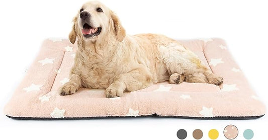 Mora Pets Dog Crate Pad Dog Kennel Bed Crate Mat for Large Dogs Washable Cute Star Pet Bed for Cage Ultra Soft Flat Pillow Cushion for Cozy Sleeping Anti-Slip Pink 42 x 27 by MoraPets