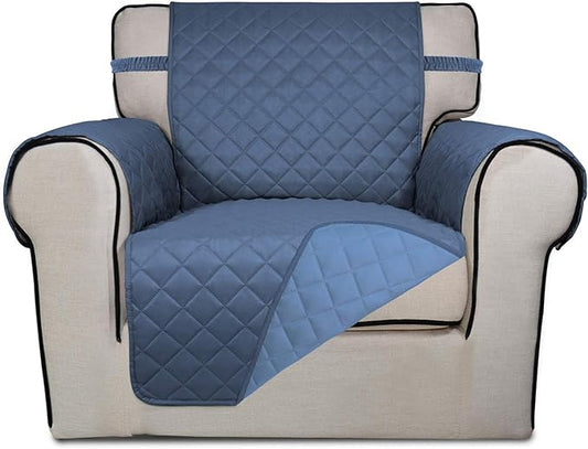 PureFit Reversible Chair Sofa Cover Dog Couch Covers for Sofa, 25.5 in | Dark Blue/Light Blue, Water Resistant Couch Protector, Washable Pet Couch Cover with Non Slip and Elastic Straps For Kids by PureFit