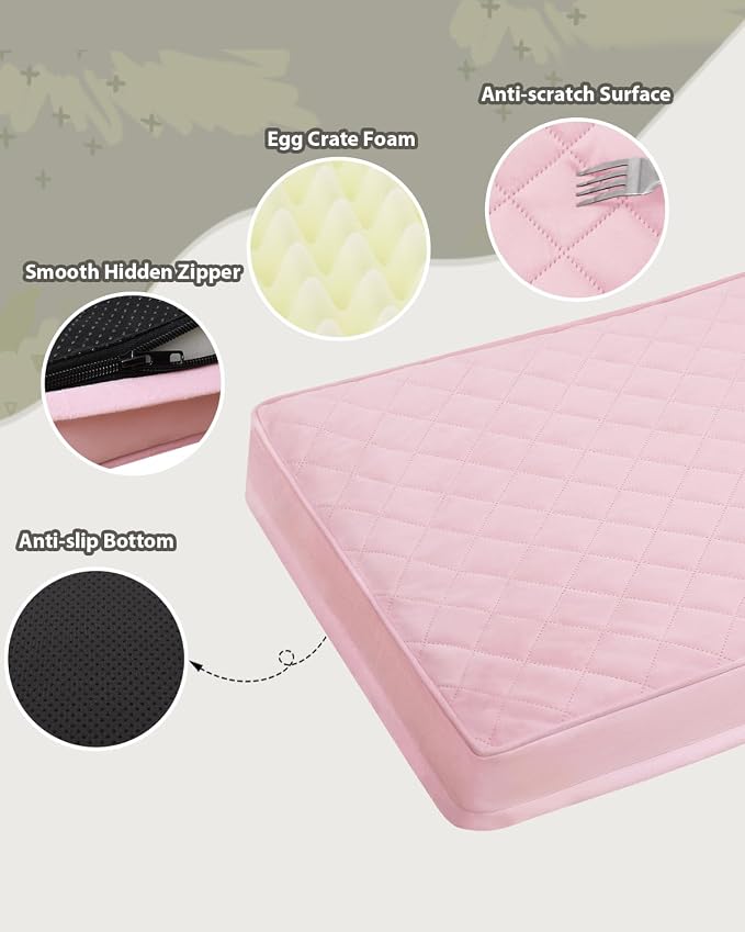 NUPIDA Orthopedic XL Dog Beds Large Sized Dog Waterproof Pet Kennel Pad with Removable Washable Cover and Non-Slip Bottom, 41x27 Inch, Pink - Image 5