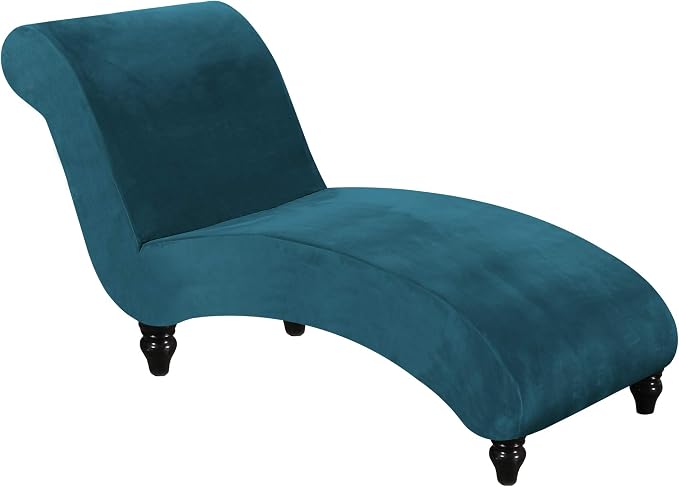 FantasDecor Chaise Lounge Slipcover Velvet Luxury for Living Room Indoor Stretch Ultra Soft Machine Washable, Deep Teal by FantasDecor