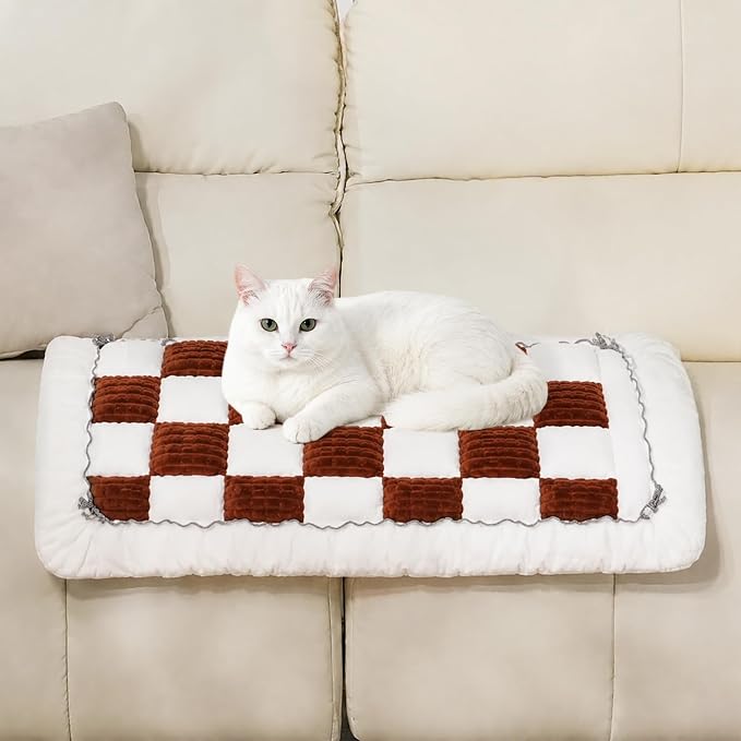 Pet Couch Cover for Dogs & Cats, Soft Flannel Non-Slip Couch Sofa Cover Protector, Dog Bed Sleeping Mat, Washable Reversible Anti-Slip Dog Bed for Small Medium Large Pets(27.6X27.6,Brown) by AMZWISE