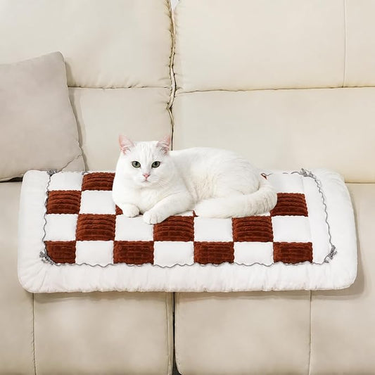 Pet Couch Cover for Dogs & Cats, Soft Flannel Non-Slip Couch Sofa Cover Protector, Dog Bed Sleeping Mat, Washable Reversible Anti-Slip Dog Bed for Small Medium Large Pets(27.6X27.6,Brown) by AMZWISE