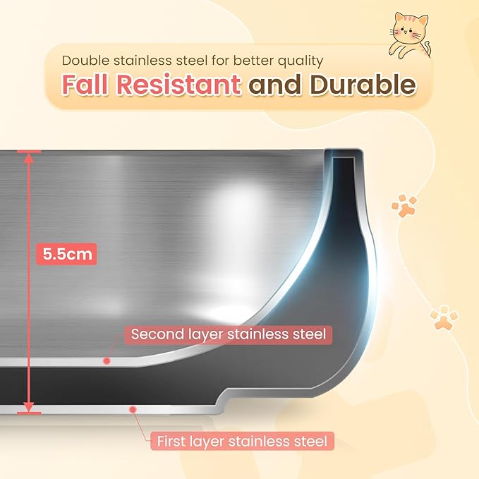 Pawaii Small Dog Bowl, 12 oz Stainless Steel Food and Water Bowl, 1 Pack | Double-Wall Design,Smooth Open Bowl Design,Easy-Rinse Interior,Wide Bowl Opening,For Cats and Small Pets - Image 3