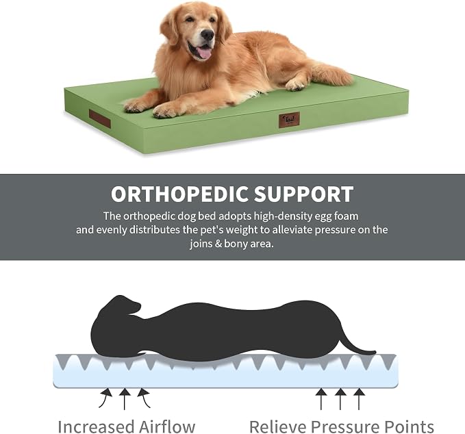 Outdoor Waterproof Orthopedic Dog Bed for Large Dogs | Egg Crate Foam for Joint Support, TPU Waterproof Layer, Machine Washable 1680D Oxford Cover, 36 x 27 Inch, Up to 65 lbs - Image 3