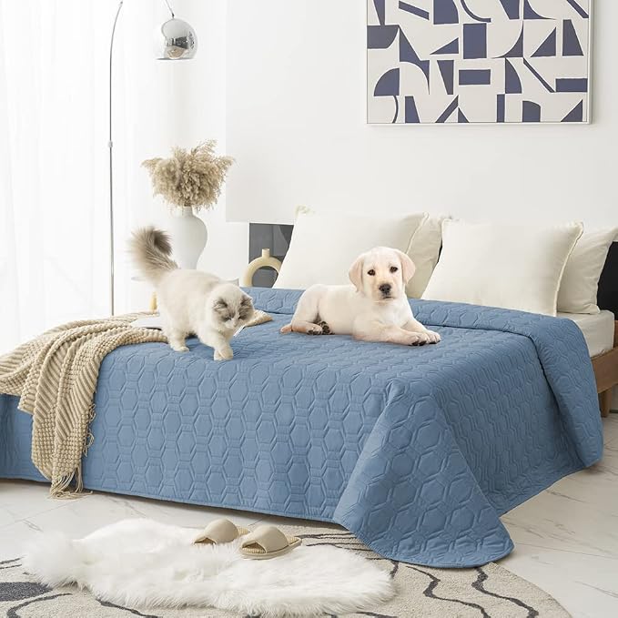 Tcksstex Waterproof and Anti-Slip Dog Bed Cover and Pet Blanket Sofa Pet Bed Mat ，car Incontinence Mattress Protectors Furniture Couch Cover for Most Cats Dogs, Pets （82x82- Stoneblue） by TcksstexFauxFurDogBedCover
