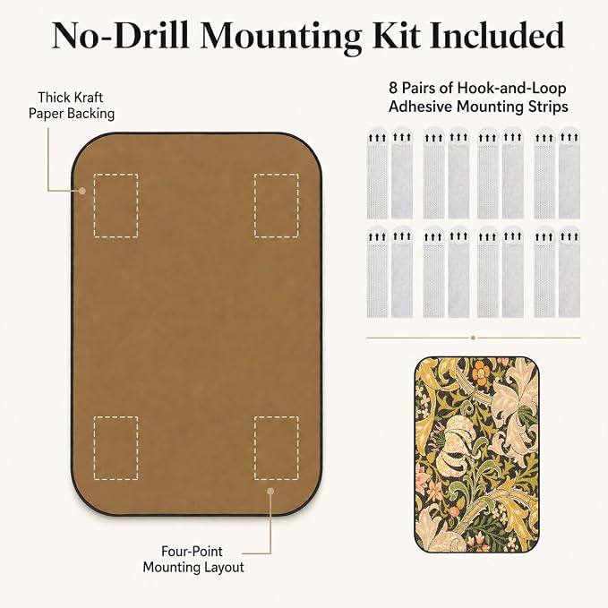 2 Pack Cat Wall Scratcher, Art Cat Scratching Board for Cats | Wall Mounted Cat Scratch Pad, Water-Based Ink, Hook&Loop Strips, Floor or Wall Use, 16.7x11x1 Inch, William Flower - Image 3