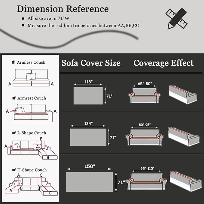 DREAMINGO Couch Cover Reversible Chenille Loveseat Sofa Covers for Dogs Pets Dark Grey Couch Protector for 2 Cushion Couch Sofa Vertical Stripe Jacquard Sofa Slipcover Sectional, 71"x118" - Image 4