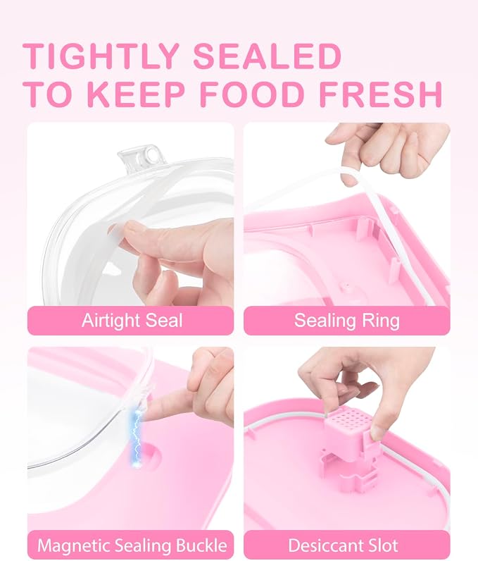 10-13 Lbs Airtight Dog Food Storage Container,Collapsible Pet Food Storage | Dog Food Container with Double Airtight Seal,Cat Food Container Dry Food Fresh,Space Saving,Pest/Mouse-proof,Scoop,Pink - Image 3