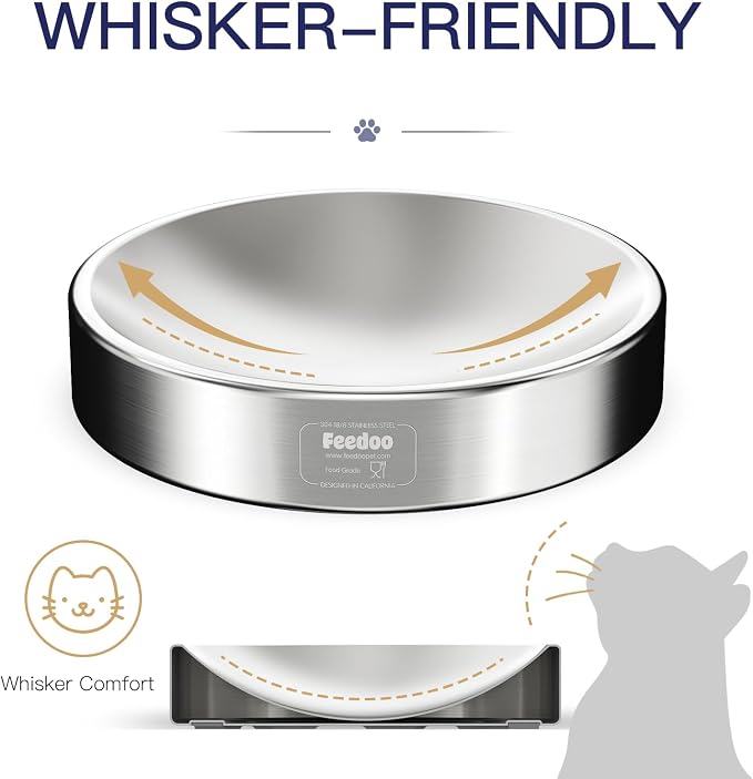 Double Wall Stainless Steel Cat Bowl, Whisker Friendly Wide & Shallow 8 oz Cat Food Bowl, Heavy Duty Non-Slip Base, Dishwasher Safe Metal Bowl for Cats & Small Puppies [1Pack] - Image 3