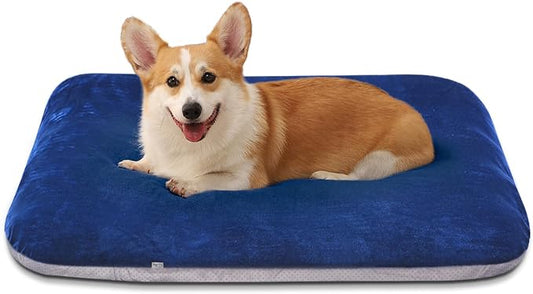 Magic Dog Super Soft Medium Dog Bed, 32 Inches Orthopedic Foam Pet Beds with Anti Slip Bottom, Dog Sleeping Mattress with Removable and Washable Cover, Blue M,32'' X 24'' X 3'' by MagicDog