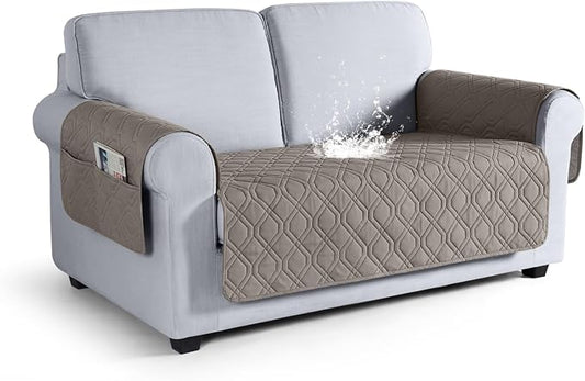 VANSOFY Waterproof Loveseat Couch Cover for Pets, Khaki, 47.2" | Non-Slip, Washable, Utility Pockets, Pet Friendly, Furniture Protector Slipcover for 2 Cushion Couch by VANSOFYFURNITURECOVERS