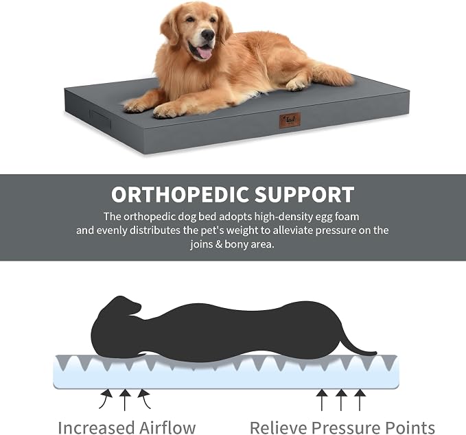 Orthopedic Waterproof Dog Bed for Small Dogs and Cats | Egg Crate Foam for Joint Support, Fits 30x19 Crates, TPU Waterproof Layer, Machine Washable 1680D Oxford Cover, Up to 30 lbs - Image 3