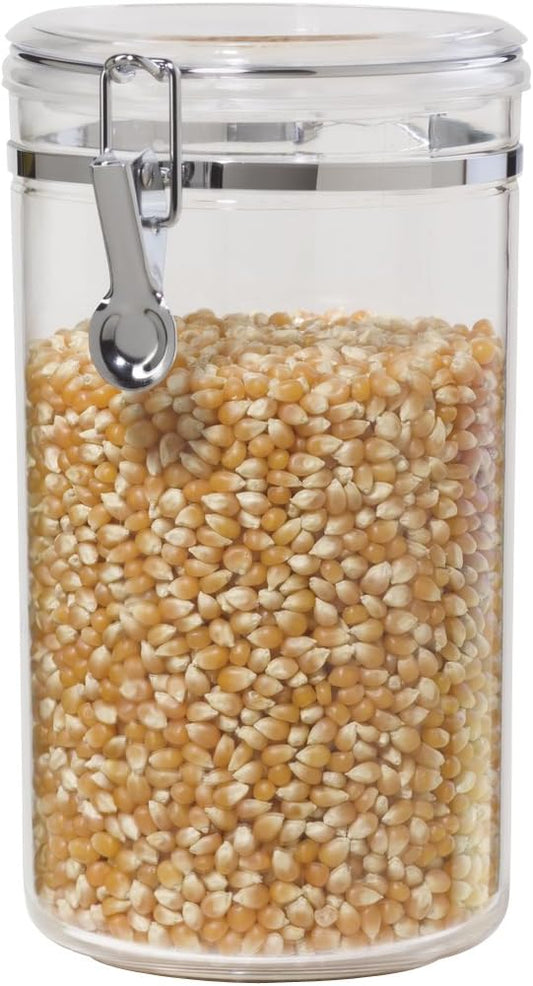 Oggi Large Clear Canister with Clamp Lid, 72 oz - Large Airtight Food Storage Container, for Kitchen & Pantry Storage of Bulk, Dry Foods, Pasta, Flour, Sugar, Coffee, Rice, Tea, Spices & Herbs by OGGI