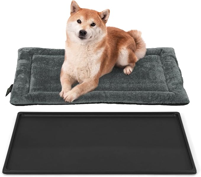 BOWHAUS Machine-Washable Dog Bed Pad & Tray for 36-Inch Kennel, Non-Slip Flat Cozy Sleeping Mat & Easy-Clean Plastic Replacement Crate Pan, Comfortable & Durable for Dogs, Rabbits, Cats, Various Pets by BOWHAUS