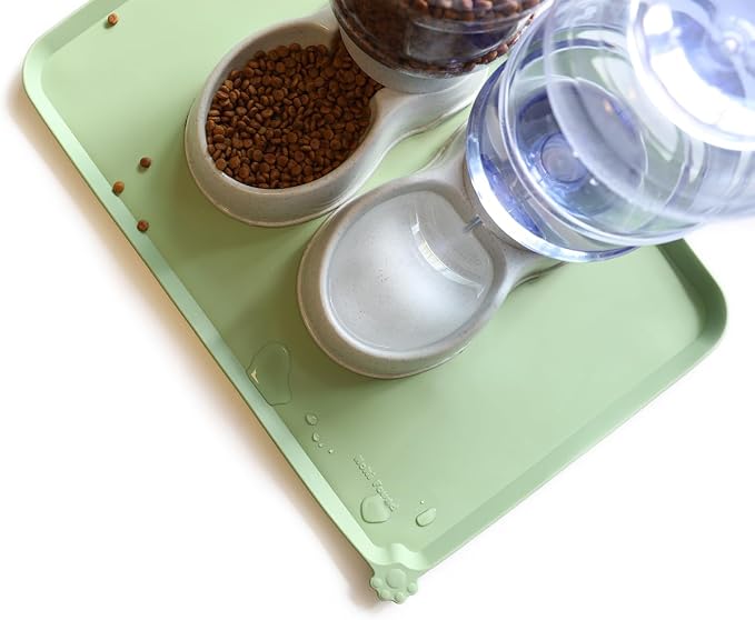 Hoki Found Large Silicone Pet Food Mats Tray - Non Slip Dog Cat Bowl Mats Placemat - Pet Feeding Mat - Waterproof Dog Cat Food Mats -Pet Water Mats for Floors - Jade - Image 5