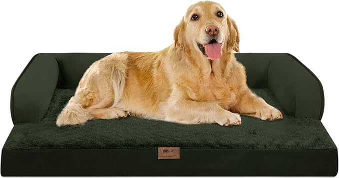 MEKIY Orthopedic XL Dog Bed with Bolster for Extra Large Size Dogs | Pillow Support for Neck Relief, Egg Crate Foam, Skin-Friendly Surface, Waterproof Liner, Anti-Slip Bottom, 42 x 30 Inch by Mekiy