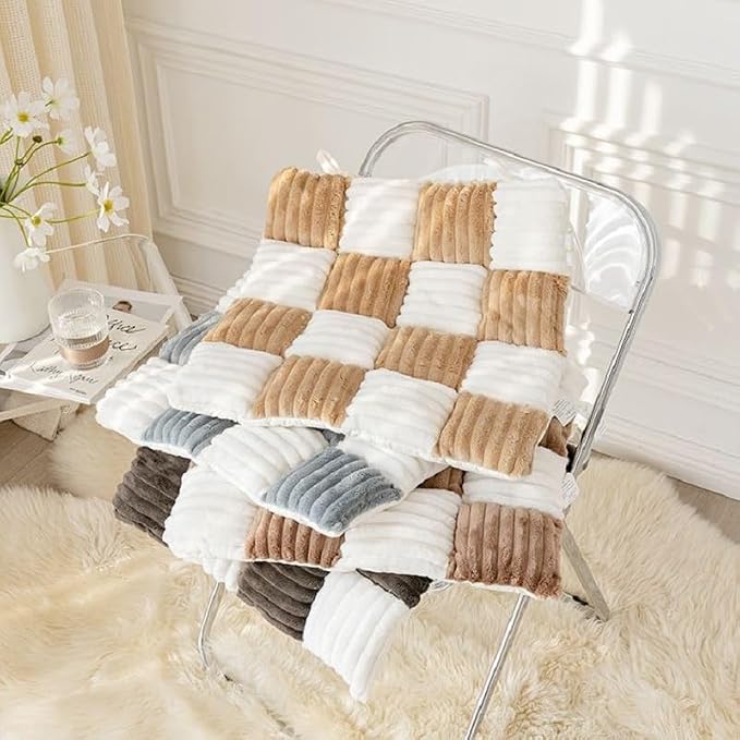 Yoovat Funny Pet Couch Covers for Sofa Plush Checker Plaid Sofa Covers for Pets Washable 3 Cushion Couch Sofa Mat Friendly (Cream Black, 60x160 cm/23.6x63 in) - Image 6