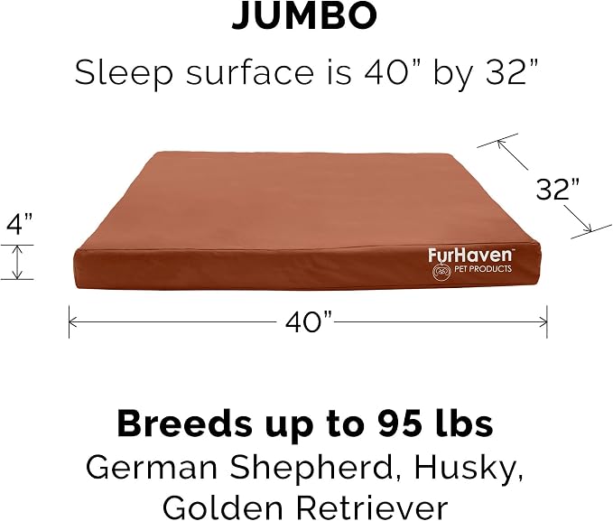 Furhaven Water-Resistant Orthopedic Dog Bed for Large Dogs w/ Removable Washable Cover, For Dogs Up to 95 lbs - Indoor/Outdoor Logo Print Oxford Polycanvas Mattress - Chestnut, Jumbo/XL - Image 2