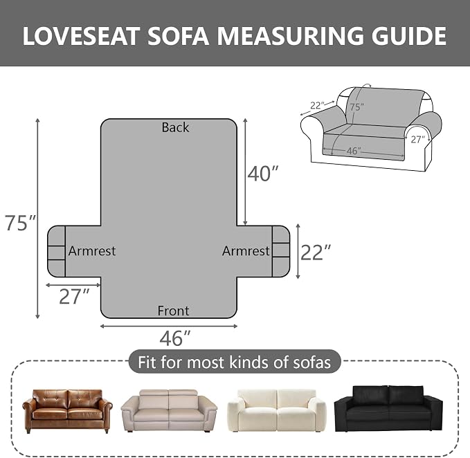 100% Waterproof Couch Cover, Straps&Pockets,pet Friendly,46" Beige | Washable sofa cover, pet-friendly, scratch-resistant furniture protector, quilted sofa cover, reversible, non-slip backing. - Image 2
