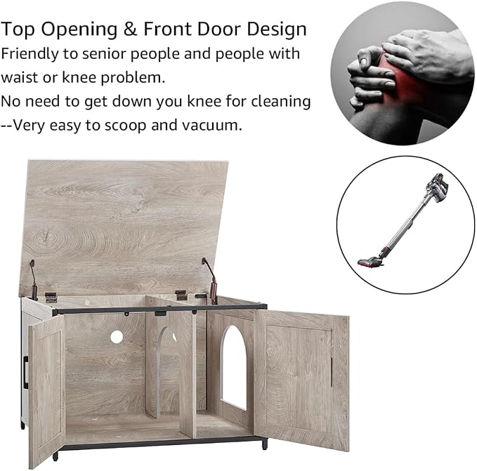 unipaws Top Opening Cat Litter Box Enclosure Furniture, Flip Top Design | XL Extra Large Cat Box, Friendly to Elderly People, High Jumbo Automatic Litter Box Cover Hidden for Large Cat - Image 4