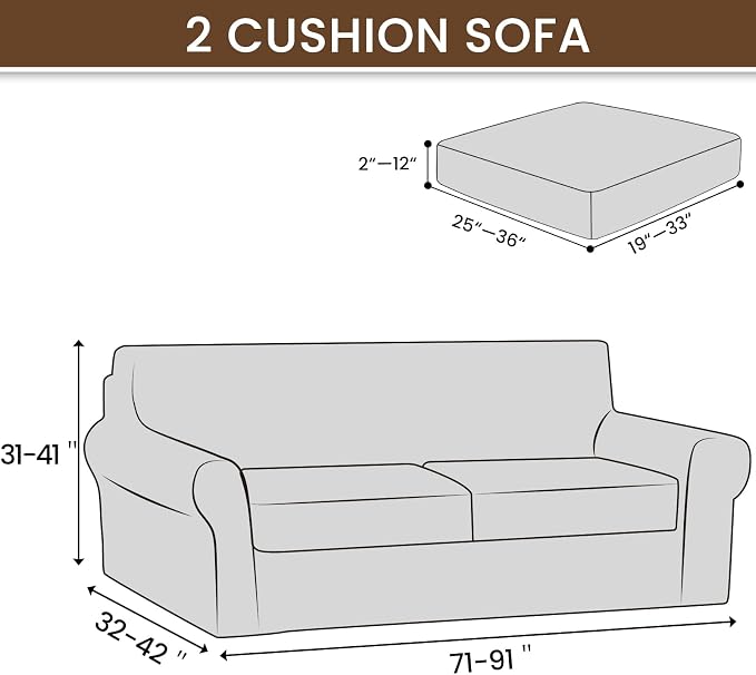 XINEAGE 3-Piece Velvet Sofa Cover,Couch Covers for Dog,Gray | 2 Cushion Sofa,Stretch Non-slip Elastic, Pet-friendly, Washable, Fast Setup, Soft Plush Fabric, Furniture Protector. - Image 3