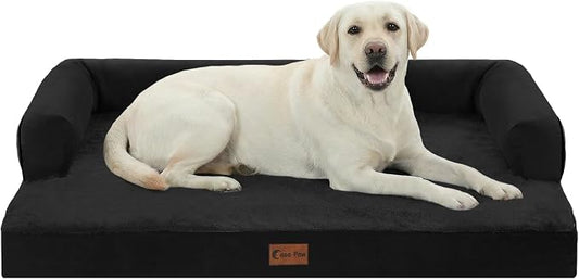 Orthopedic Washable Dog Bed for Extra Large Dogs, 45x35in, Black | Orthopedic Foam Relieves Joint Pressure, Bolsters Supports Head And Neck, Washable Cover, Non-Slip Bottom by CasaPaw