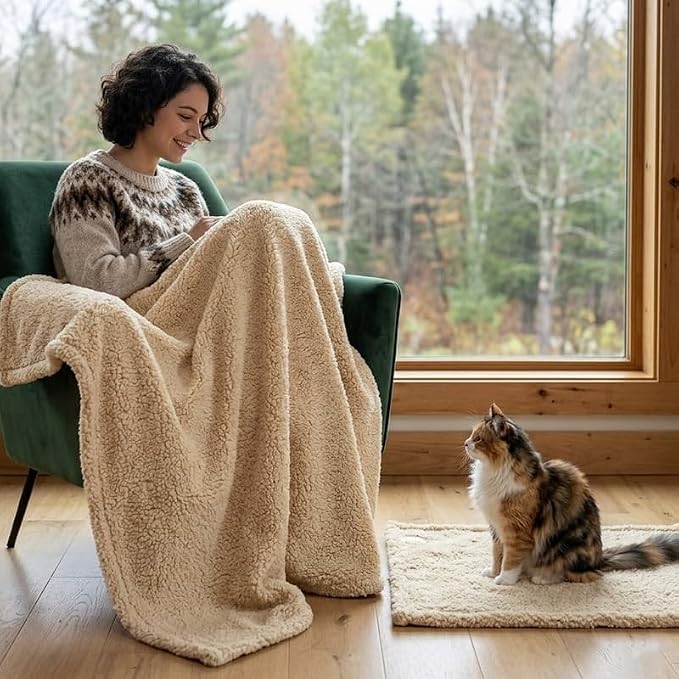 Waterproof Dog Blanket Reversible Pet Bed Cover Puppy Fluffy Cream Blankets Leakproof Sofa Couch Cover Cat Pet Blanket for Warm Washable-XXL - Image 2