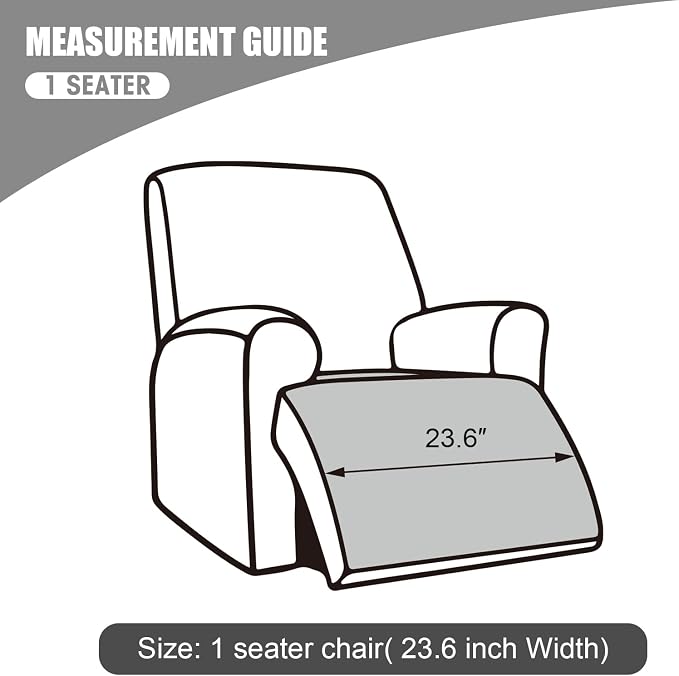 Genina Waterproof Recliner Chair Covers, Recliner Cover for Dog Pets Friendly, Washable Antislip Reclining Chair Cover Furniture Protector, Sofa Slipcover for Living Room(23.6inch/Black) - Image 3