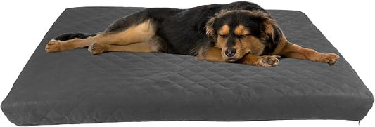 Waterproof Dog Bed - 2-Layer Memory Foam Pet Pad with Removable Machine Washable Cover - 44x35 Crate Mat for Dogs or Puppies by PETMAKER (Gray) by PETMAKER