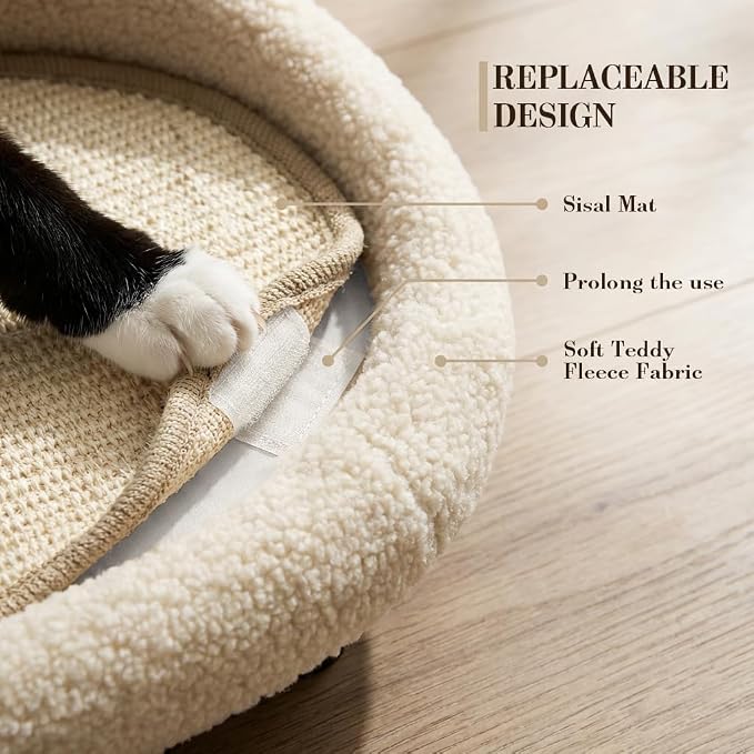 Cat Sisal Scratcher Bed with Refill Pad, Horizontal Scratching Sofa, Sisal Couch for Indoor Cats, Off-White Color - Image 3