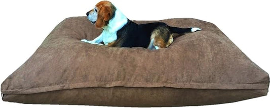 Dogbed4less XL Memory Foam Dog Bed for Medium Large Dogs with Orthopedic Comfort, Waterproof Liner and Brown Washable Pet Bed Cover 47X29 Pillow by Dogbed4less