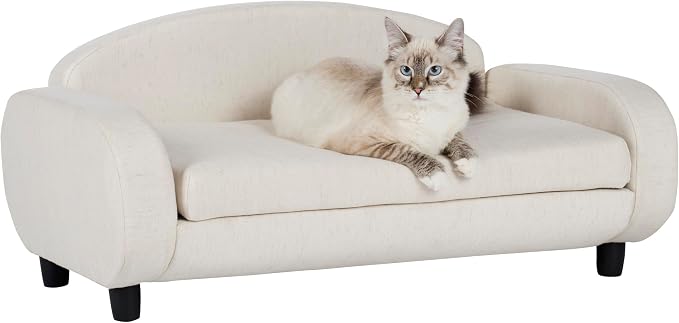 Paws & Purrs Cat Sofa Bed, Pet Couch for Indoor Cats Elevated Cat Beds with Removable Washable Mattress Cover for Kitten, Puppy or Small Animal- 31.5" Wide, Oatmeal by PawsPurrsbyStudioDesigns