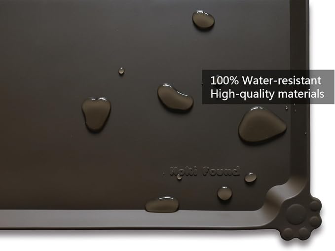 Hoki Found X-Large Silicone Pet Food Mat Tray - Non-Slip Dog and Cat Bowl Placemat - Waterproof Feeding Mat for Carpet - Coffee - Image 3