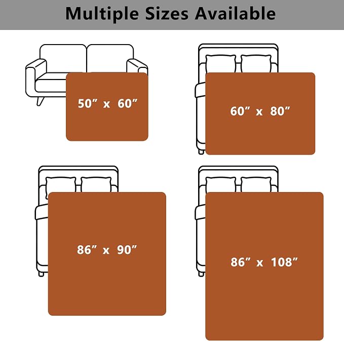 Waterproof Blanket for Bed - Dog Throw as Furniture Protector | Cozy Sherpa & Smooth Velvet, Reversible and Machine Washable, for Couch and bed, 86"x108", Orange - Image 7