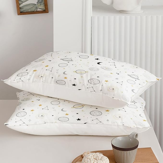 AILONEN Celestial Sketch Twin Duvet Cover Set 3 Piece, Planet Star Printed Bedding with 2 Pillowcases, Microfiber Zipper Closure, Kids Dorm Room - Image 4