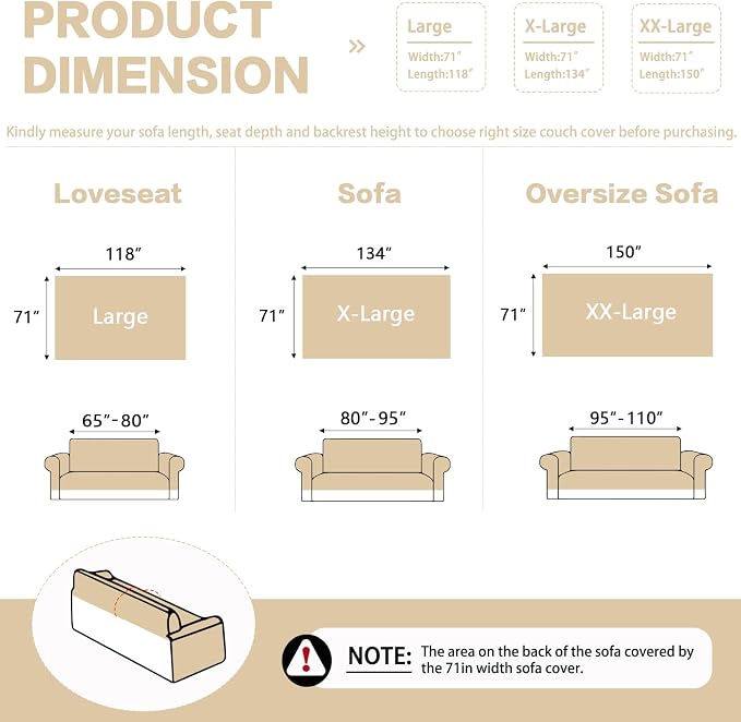 DREAMINGO Striped Chenille Couch Cover Blanket Washable Furniture Protector for Pets/Kids Farmhouse Modern Style Decorative Sofa Throw Cover for Living Room, Pom Pom Trim, Cream Beige, 71"x150" - Image 2