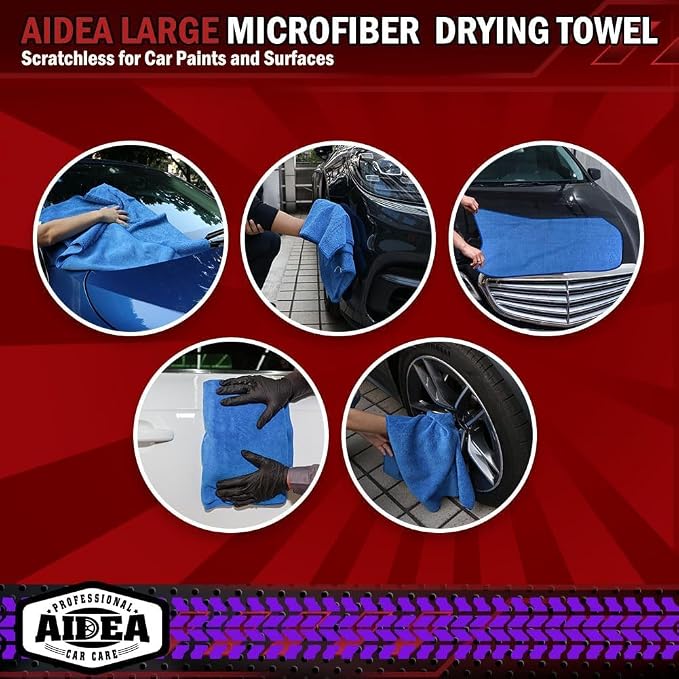 AIDEA Microfiber Towels for Cars-4PK, Large Professional Car Drying Towel, Scratch-Free & Absorbent Drying Towel for Cars, SUVs, RVs, Trucks, and Boats, 24inx 31in, Blue - Image 7