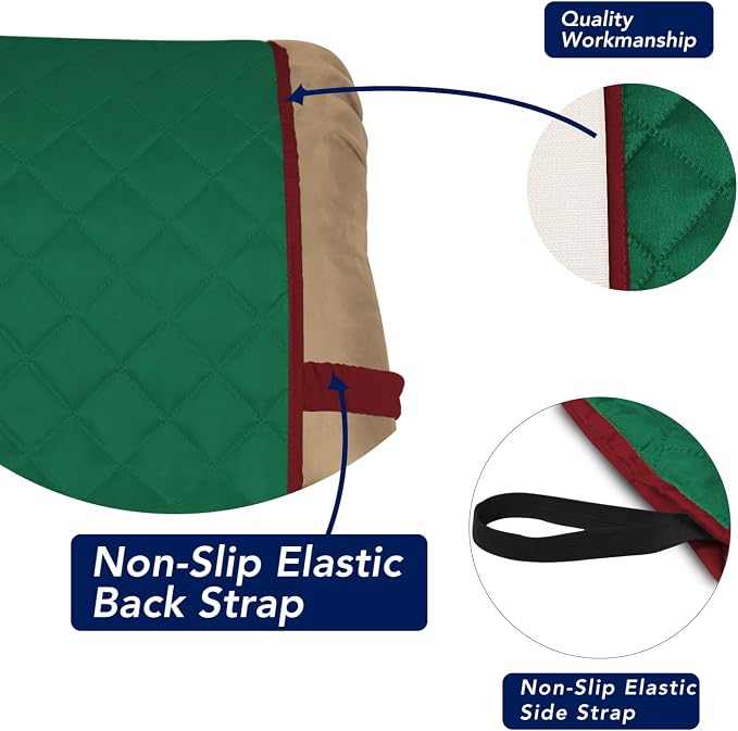 PureFit Reversible Recliner Chair Covers Couch Covers for Dogs, 19 in | Green/Red, Water Resistant Couch Protector, Washable Pet Couch Cover with Non Slip and Elastic Straps For Kids - Image 3