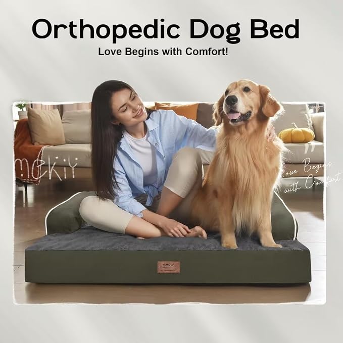 MEKIY Orthopedic Comfy Pet Sofa Dog Bed with Bolster for Small Dogs Cats | Pillow Support for Neck Relief, Egg Crate Foam, Skin-Friendly Surface, Waterproof Liner, Anti-Slip Bottom, 24 x 18 Inch - Image 7