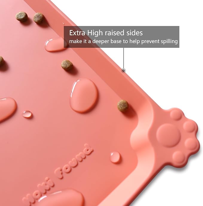 Hoki Found X-Large Silicone Pet Feeding Mats - Non Slip, Waterproof Food & Drink Mats for Dogs, Cats & Carpet - Burnt Coral - Image 2