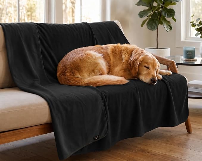 Catalonia Waterproof Bed Blanket, Washable Reversible Furniture Protector | Black/Black Double-Sided Fleece, Leakproof Protection for Bed, Sofa and Couch, Resists Spills, Stains and Everyday Messes by Catalonia