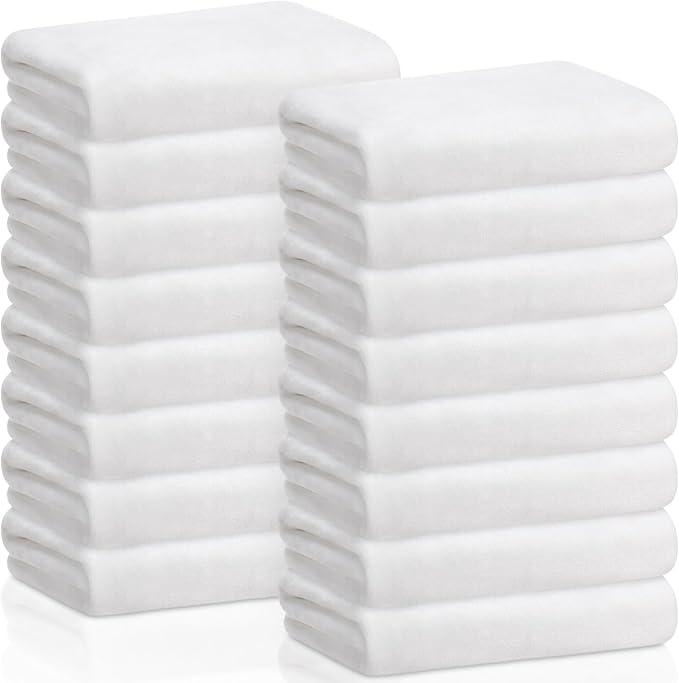 SmoothNovelty 16 Pack Microfiber Bath Towels Bulk 27'' x 60'' Oversized Beach Towel Highly Absorbent Extra Large Soft Drying for Shower Pool Salon Sauna Bathroom Gym Party (Simple,White) by SmoothNovelty