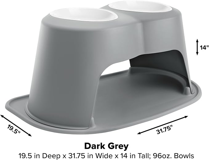 WeatherTech Double High Pet Feeding System w/Plastic Dog/Cat Bowls - 14" High Stand Dark Grey (PDHC9614DGDG) - Image 3